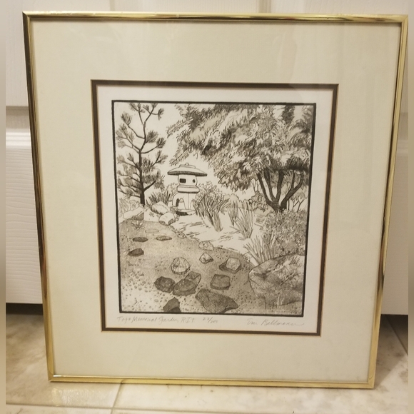 Eric Bellmann pencil signed Tojo Memorial Garden RIT 22/200 etching print framed - Picture 1 of 11